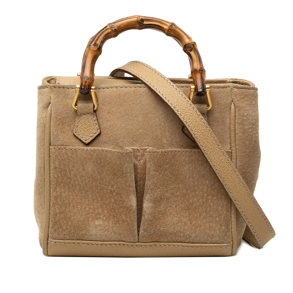Pre-Loved Gucci Mini Suede Bamboo Satchel